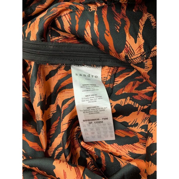 SANDRO Animal Printed Long Sleeve Dress Wildcat Fawn 40 Size 8 NWT - Picture 11 of 12